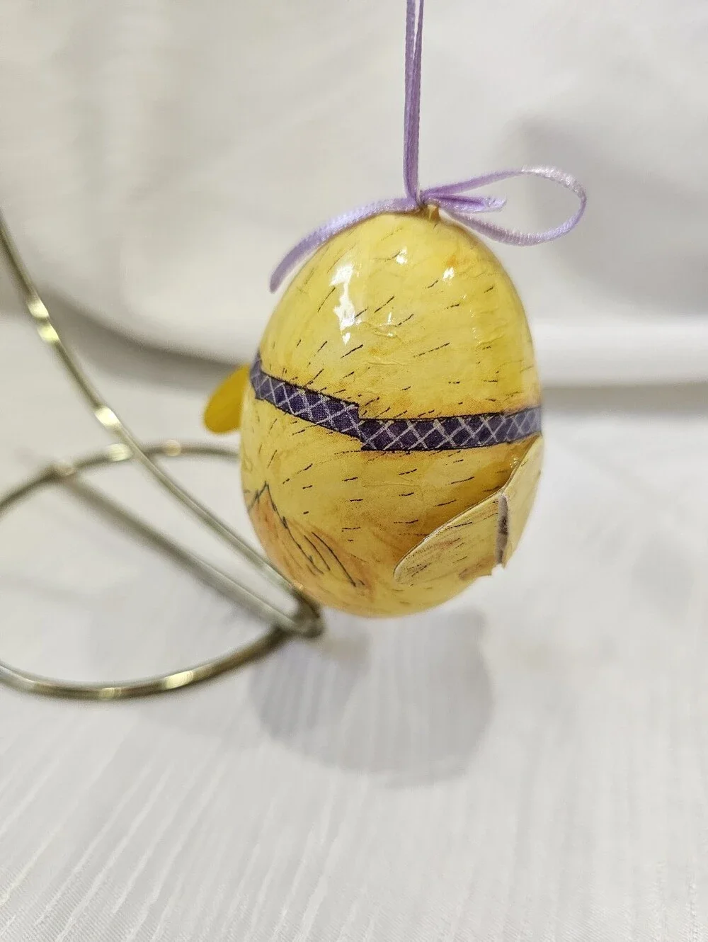 Vintage Paper Mache Yellow Chick Hanging Bird Ornament - Decorative Easter